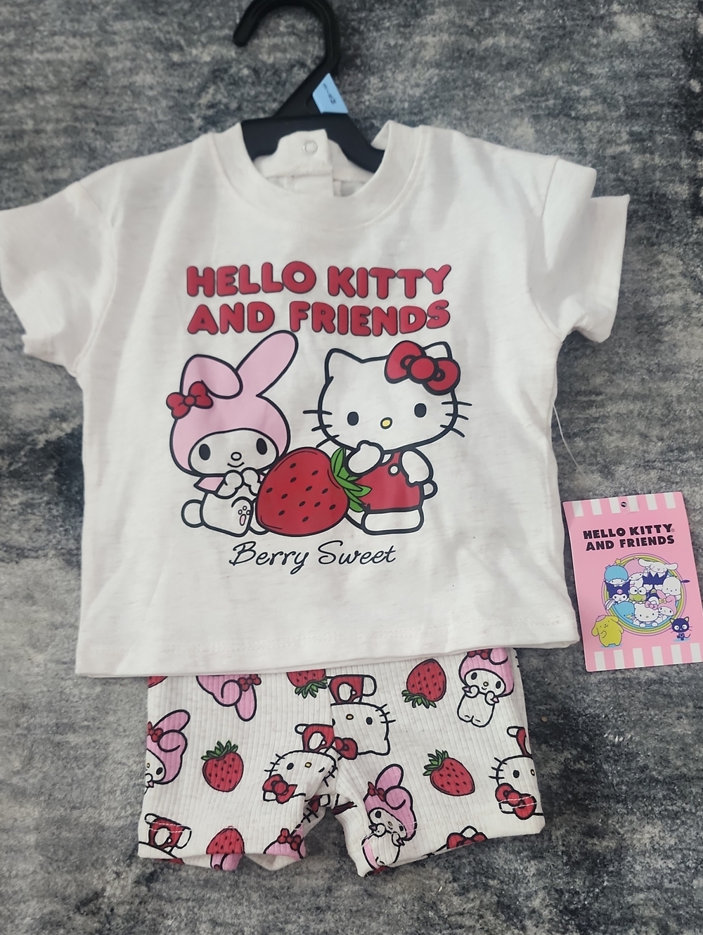 Sanrio Hello Kitty & Friends White and Pink Strawberry Set - Size 3-6M
